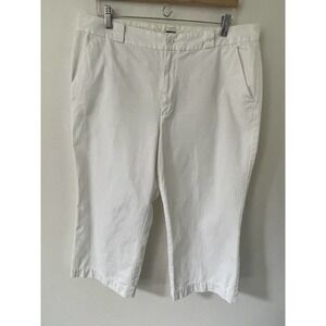 GAP Women's Size 16 CAPRI Pants White Cropped Boho Waist 36” Pockets